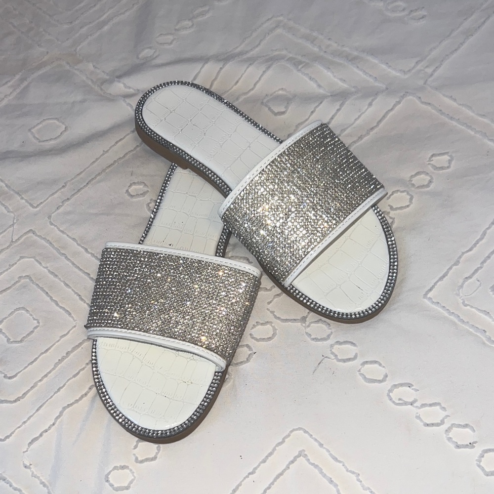 SHEIN Silver Sparkle Slide Sandals